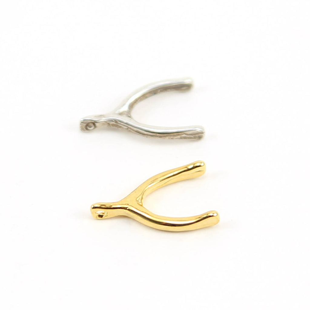 10mmx17mm Sterling Silver or Vermeil Wide Wishbone Luck Lucky Charm