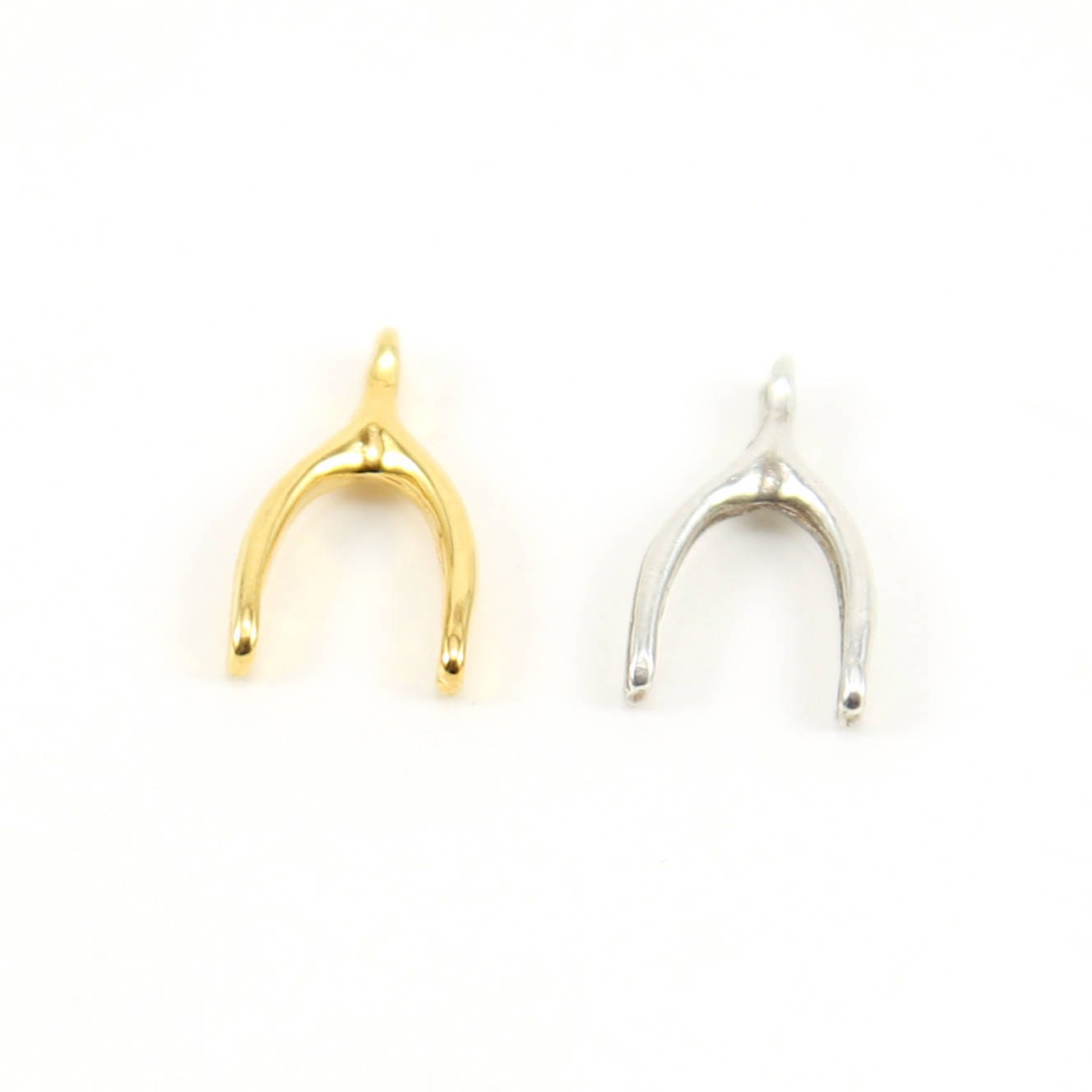 10mmx17mm Sterling Silver or Vermeil Wide Wishbone Luck Lucky Charm