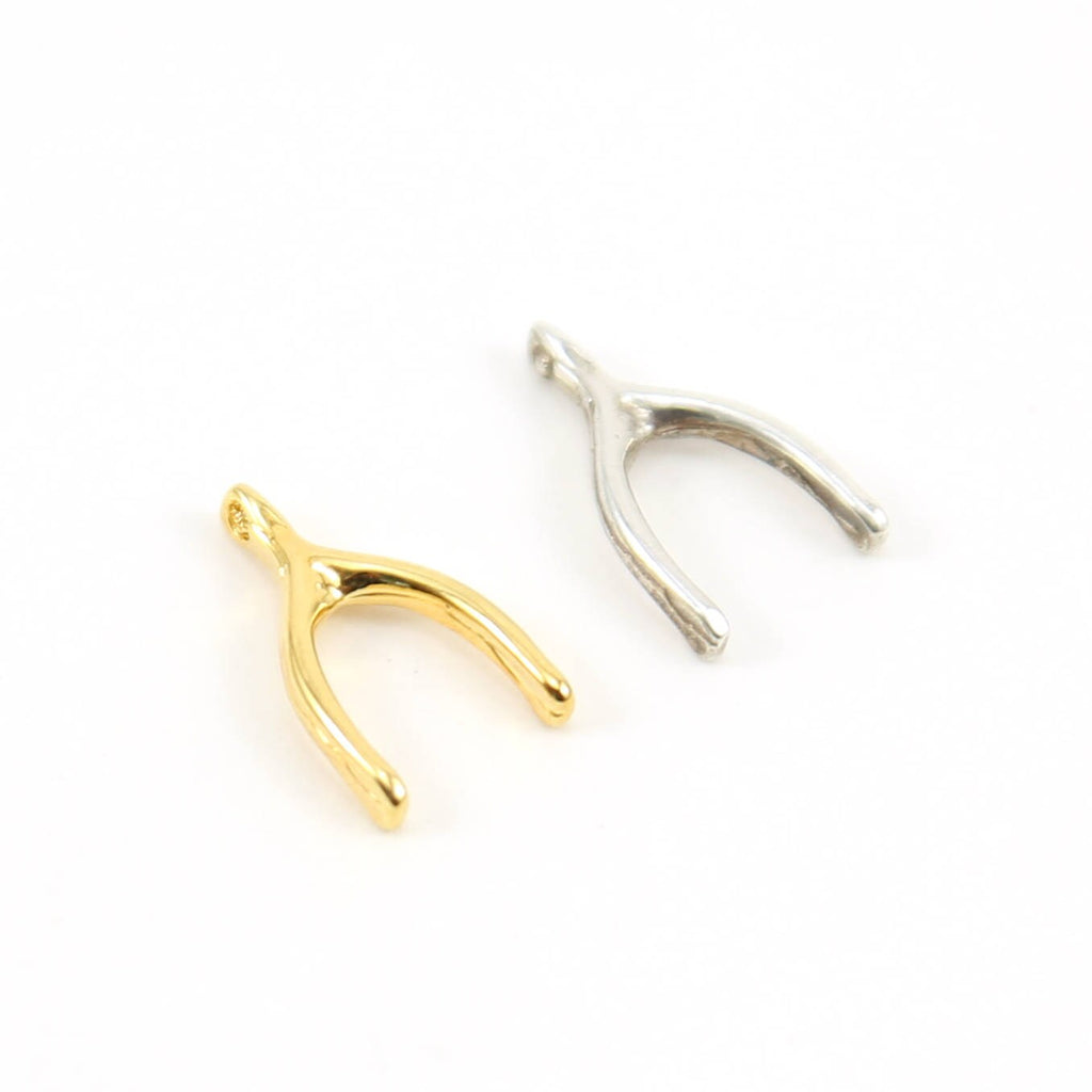 10mmx17mm Sterling Silver or Vermeil Wide Wishbone Luck Lucky Charm