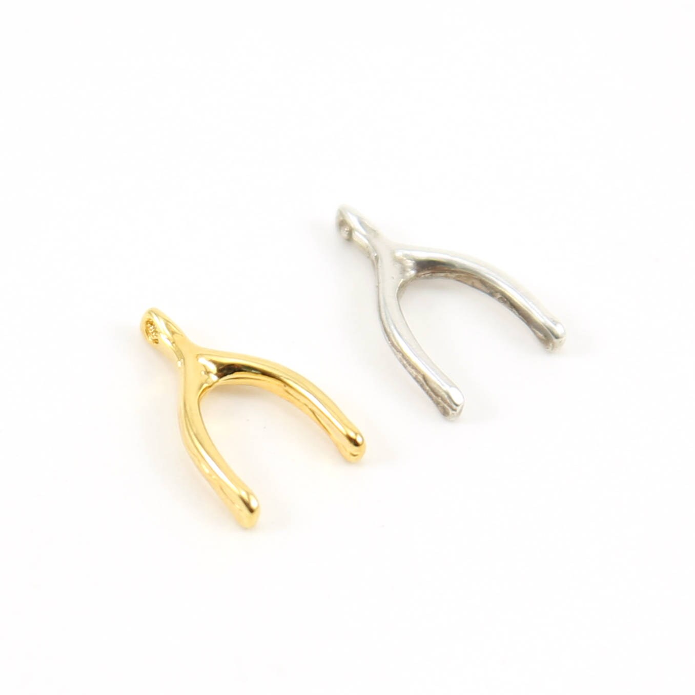 10mmx17mm Sterling Silver or Vermeil Wide Wishbone Luck Lucky Charm