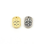 14mmx8mm Sterling Silver or Vermeil Oval Raised Fleur De Lis Tag Charm Pendant