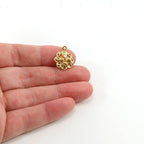 Sterling Silver or Vermeil 3D Fleur Di Lis Charm with Fancy Lace Pendant