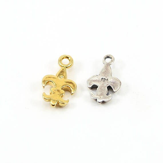Sterling Silver or Vermeil 3D Realistic Fleur Di Lis Charm Pendant