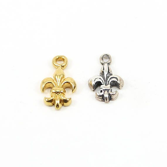 Sterling Silver or Vermeil 3D Realistic Fleur Di Lis Charm Pendant