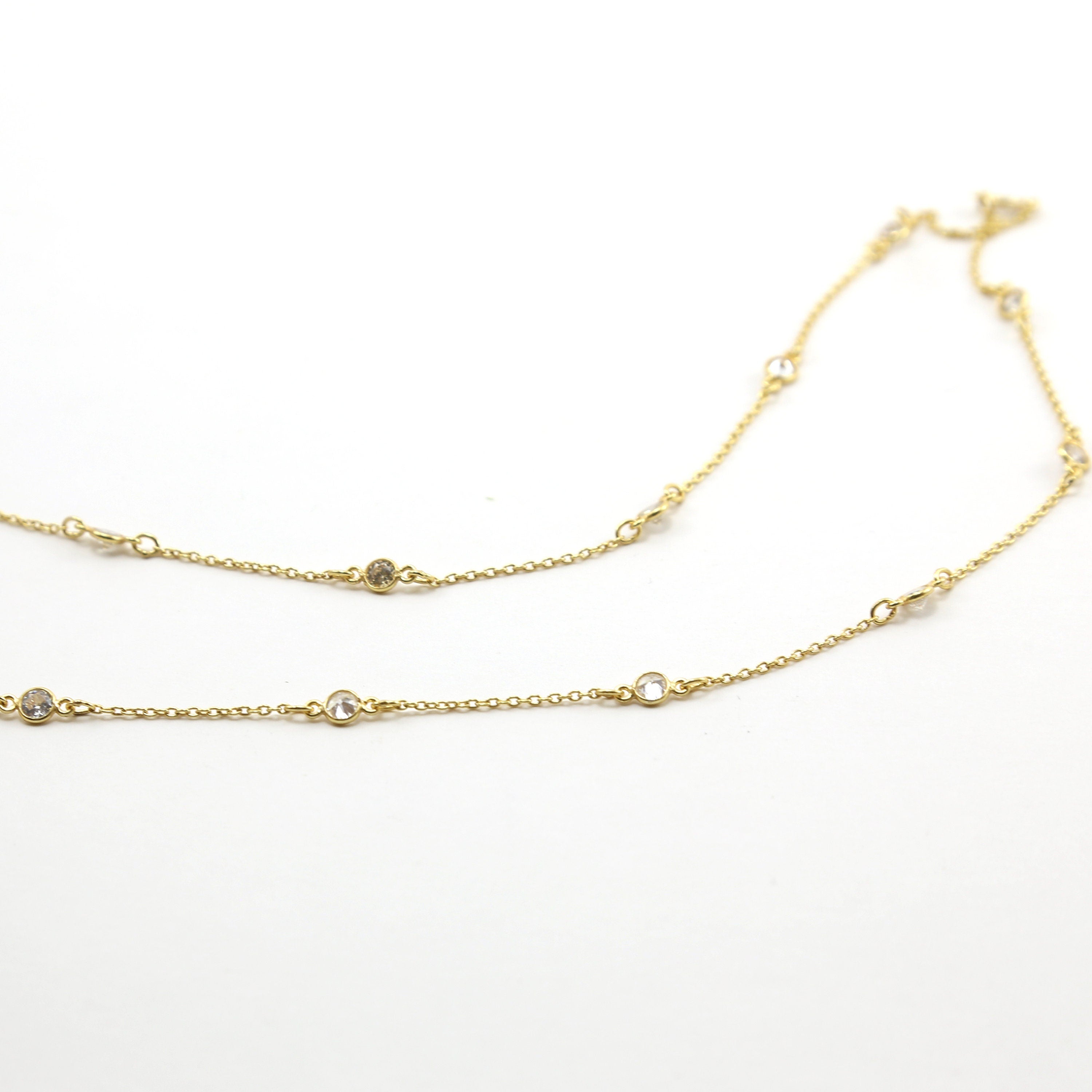 Sterling Silver or Vermeil Round Tiny CZ Cubic Zirconia – Sold by the Foot