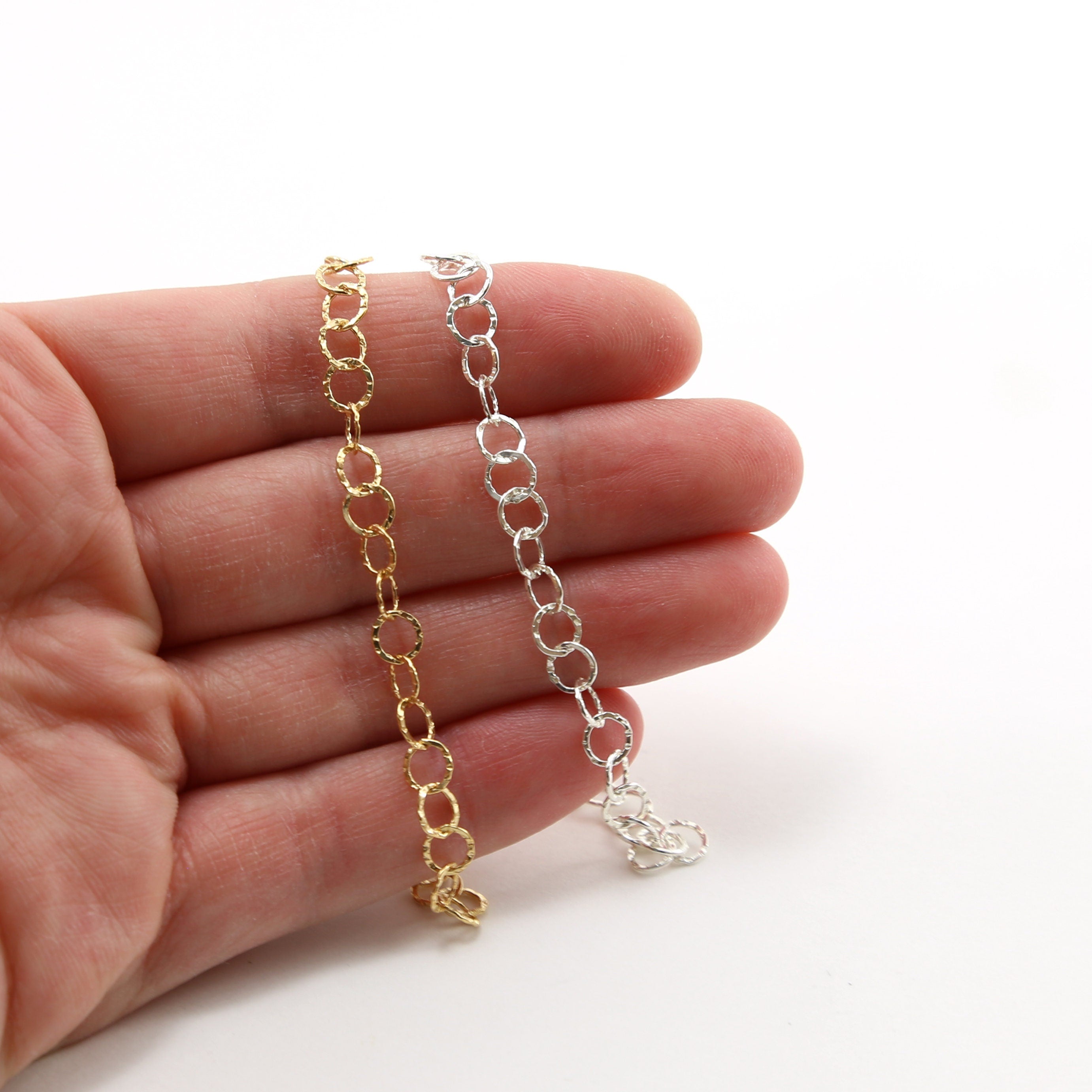 Sterling Silver or 14K Gold Filled Round Textured Hammered – Sold by the Foot