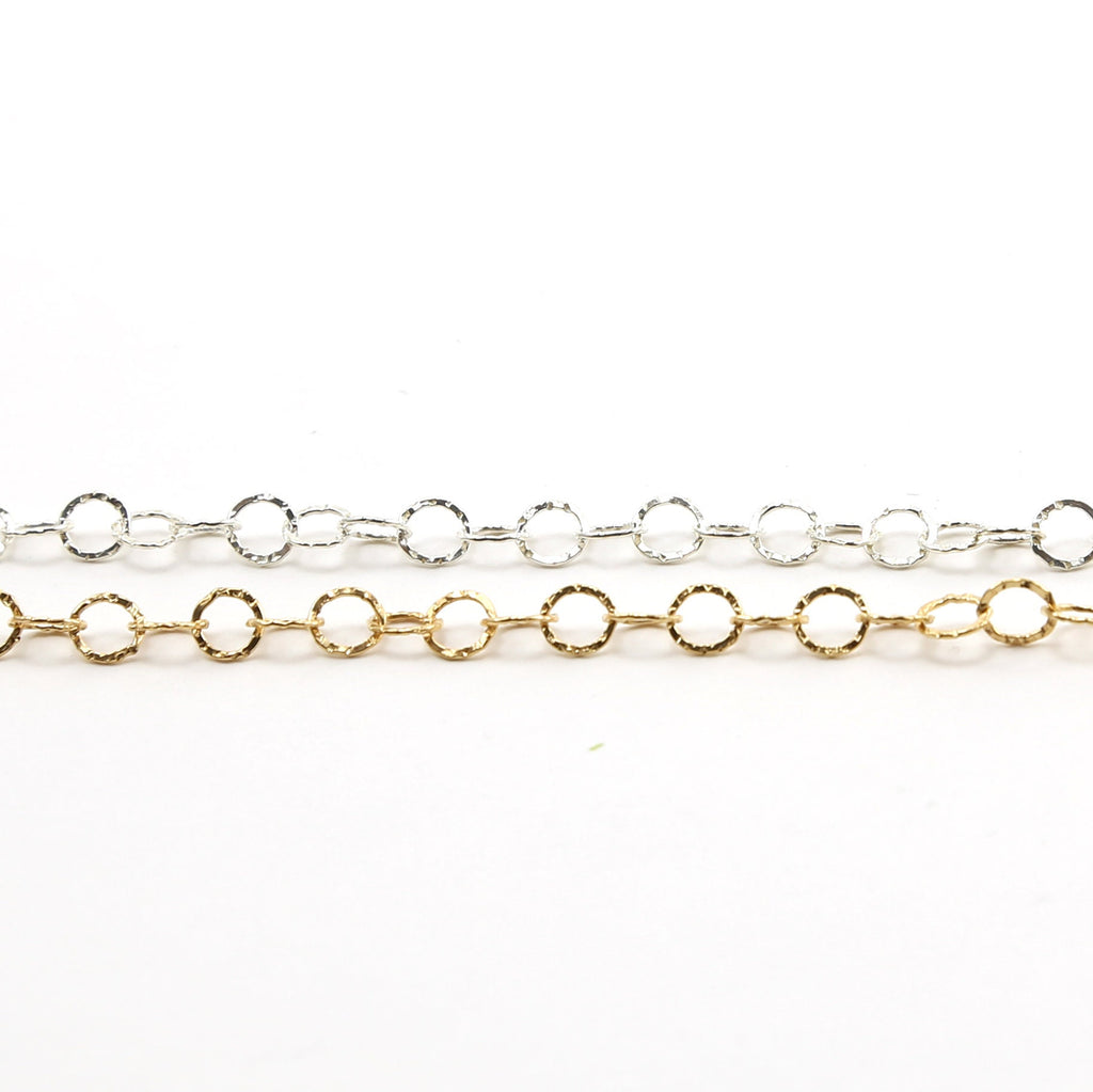 Sterling Silver or 14K Gold Filled Round Textured Hammered – Sold by the Foot