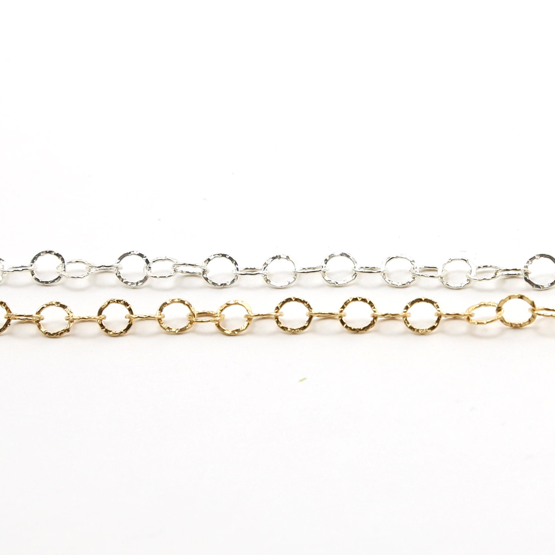 Sterling Silver or 14K Gold Filled Round Textured Hammered – Sold by the Foot