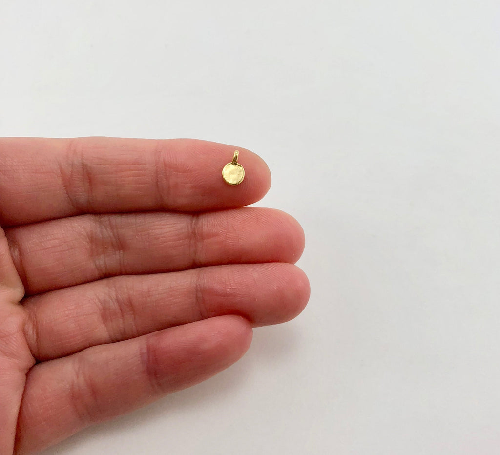 Sterling Silver or Vermeil Tiny Round Circle Dot Stamping Blank Charm (2pc)