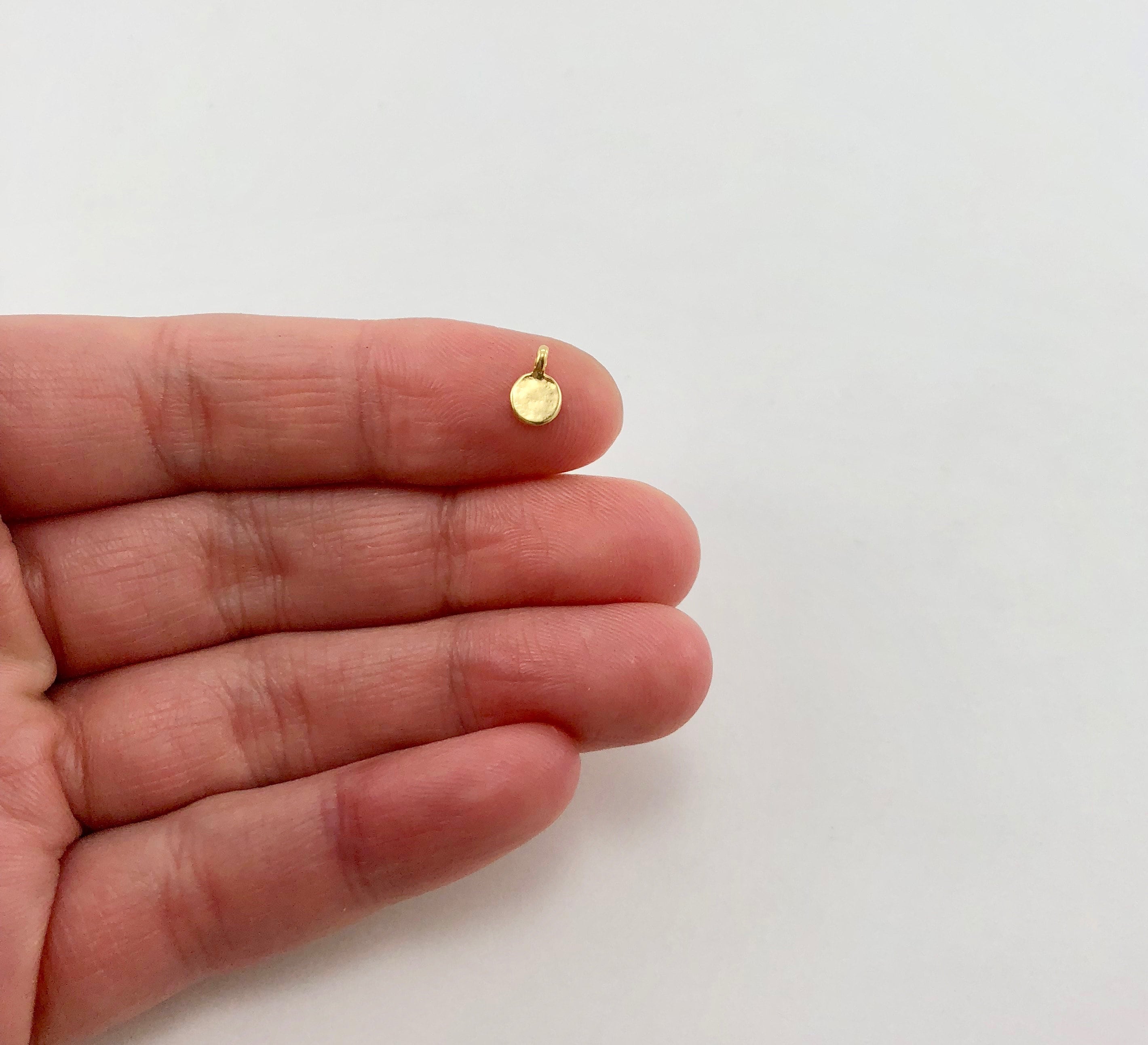 Sterling Silver or Vermeil Tiny Round Circle Dot Stamping Blank Charm (2pc)