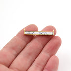 Rhodium Plated Black and White Howlite Marble Bar Necklace Connector