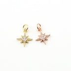 Rhodium Plated Small Pointed Pave Star Starburst CZ Celestial Charm