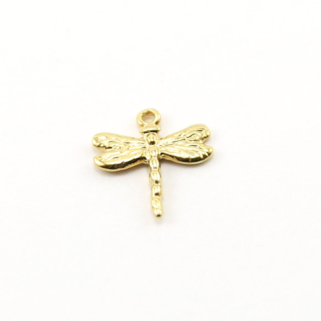 Vermeil Dragonfly Charm Insect Nature Spring Pendant