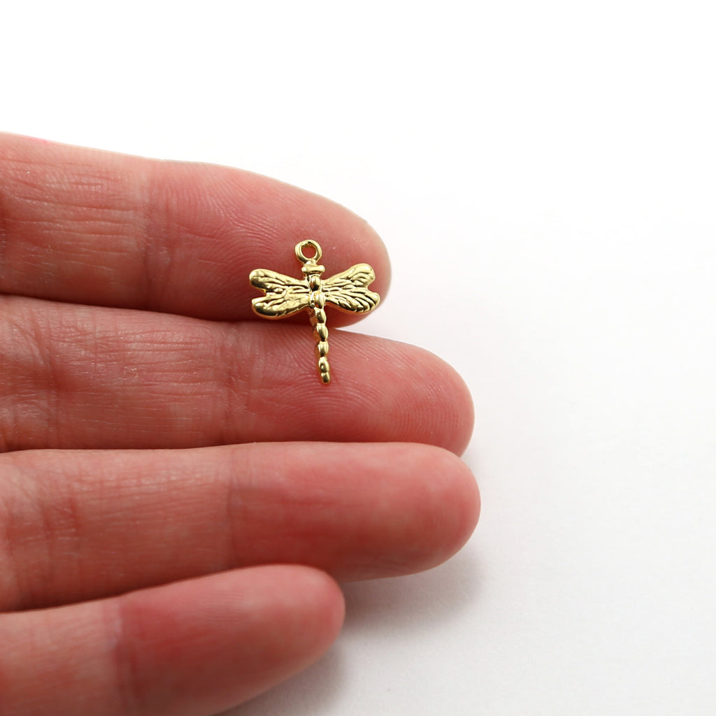 Vermeil Dragonfly Charm Insect Nature Spring Pendant
