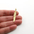 Vermeil Long Modern Detail Feather Charm Insect Nature Spring