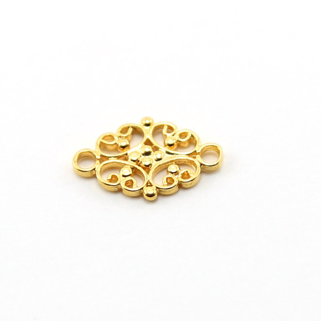 Vermeil Ornate Fancy Scroll Link Connector Charm Necklace