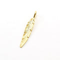 Vermeil Long Modern Detail Feather Charm Insect Nature Spring