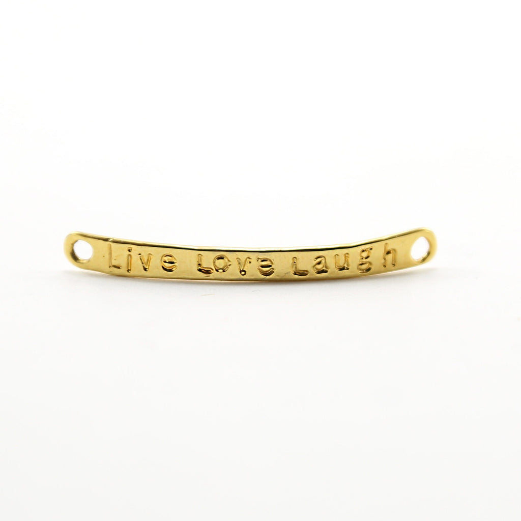 36mmx4mm Vermeil Live Love Laugh Stamped Curved Bracelet Connector Charm