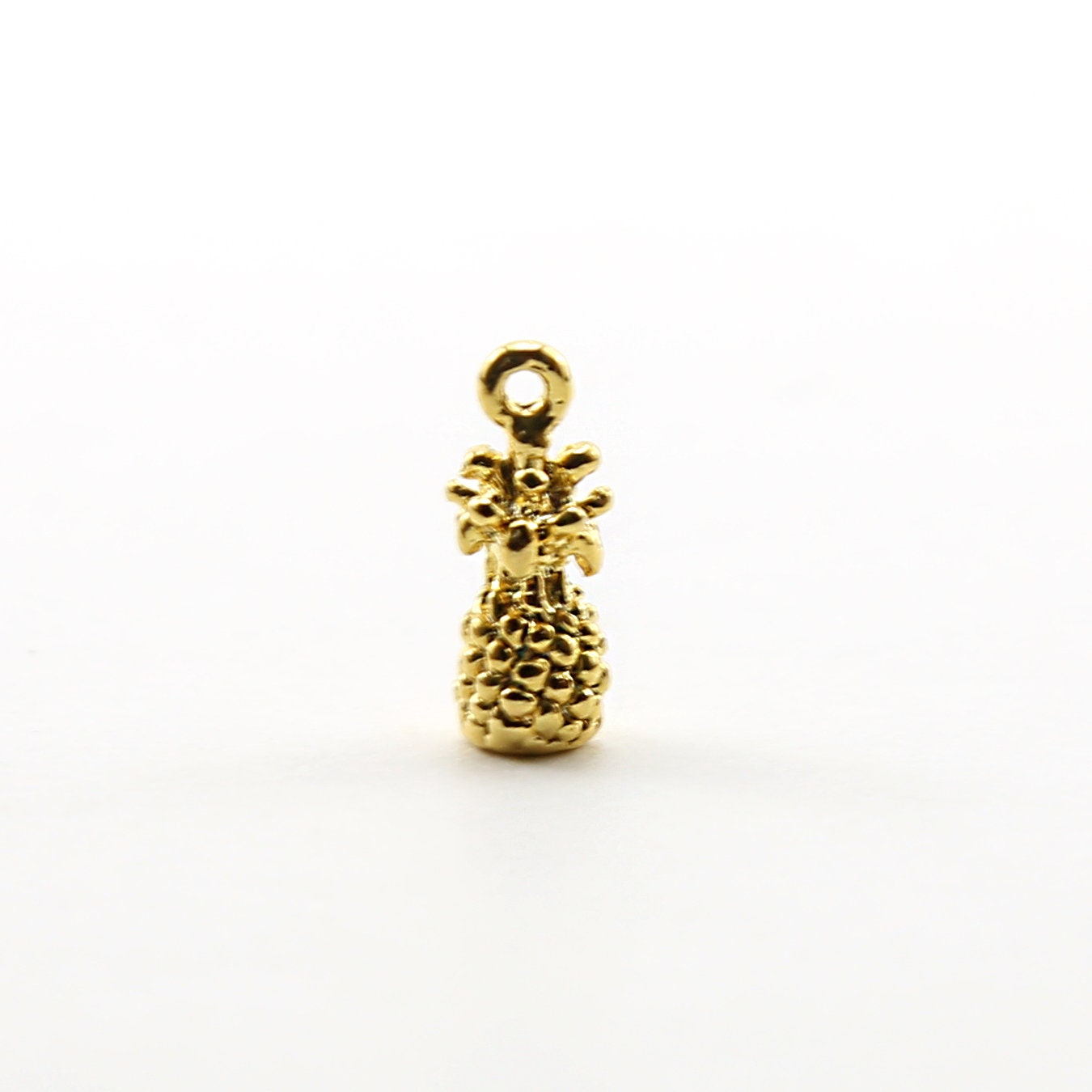 Vermeil Small 3D Pineapple Textured Tropical Charm Thick Hawaii