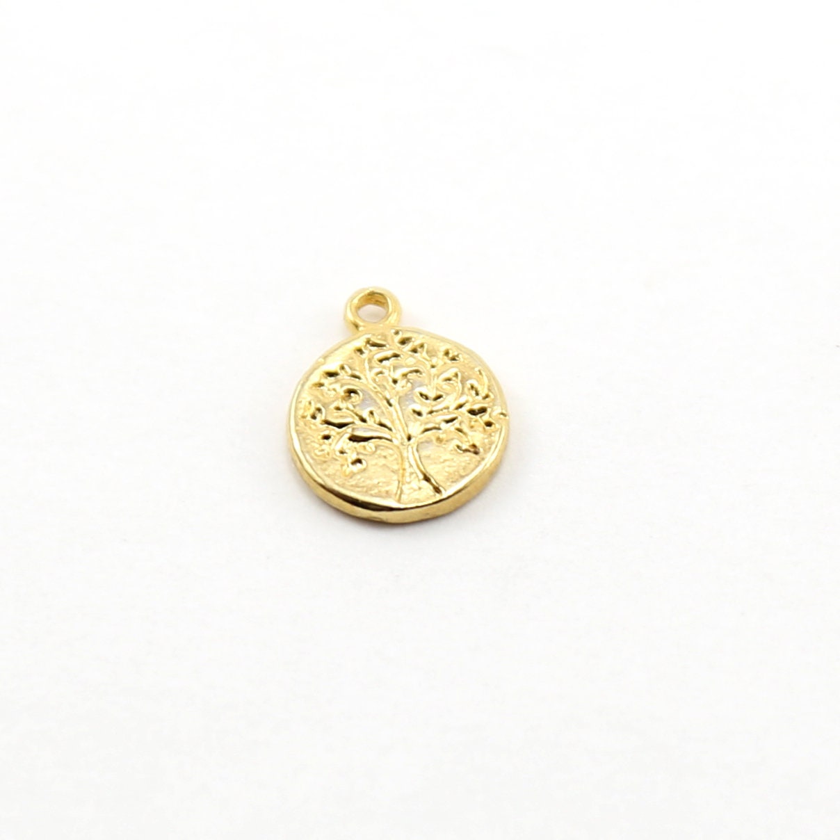 Vermeil Stamped Tree Blossom Double Sided Flower Bouquet Coin