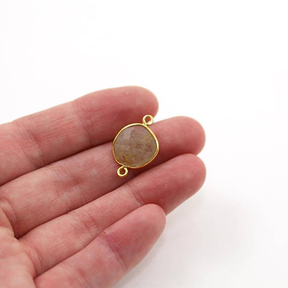 Sterling Silver Golden Rutilated Quartz Natural Shaped Raw Nugget