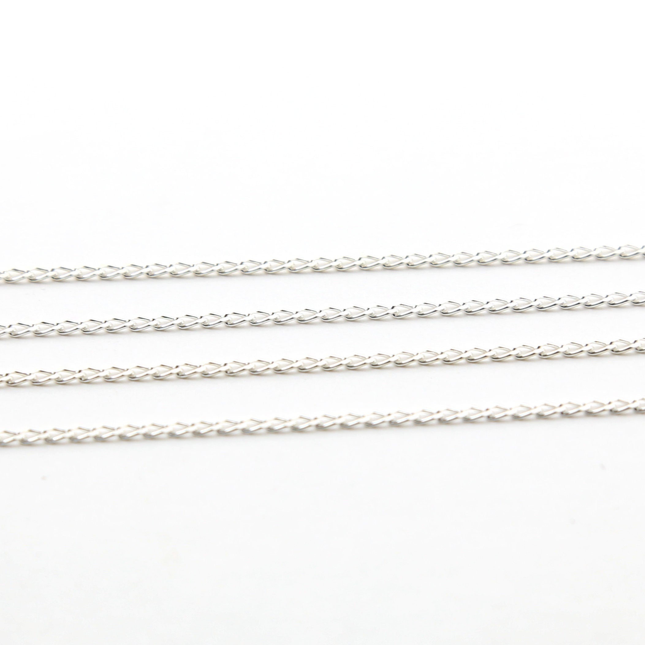 3.45mmx1.7mm Sterling Silver Diamond Cut Curb Chain – Sold by the Foot