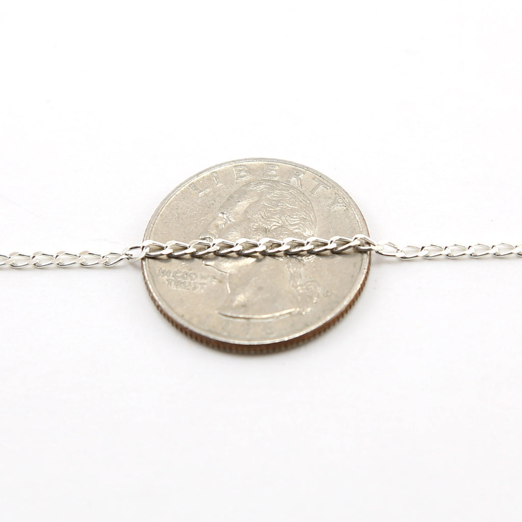3.45mmx1.7mm Sterling Silver Diamond Cut Curb Chain – Sold by the Foot