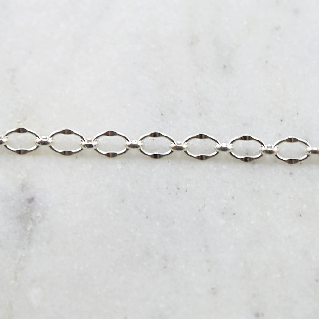 Sterling Silver Crimped Oval Chain 7mm x 5mm – Sold by the Foot