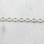 Sterling Silver Crimped Oval Chain 7mm x 5mm – Sold by the Foot