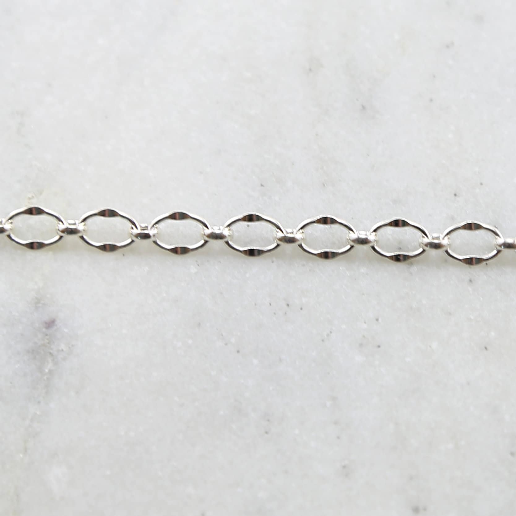 Sterling Silver Crimped Oval Chain 7mm x 5mm – Sold by the Foot