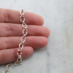 Sterling Silver Crimped Oval Chain 7mm x 5mm – Sold by the Foot