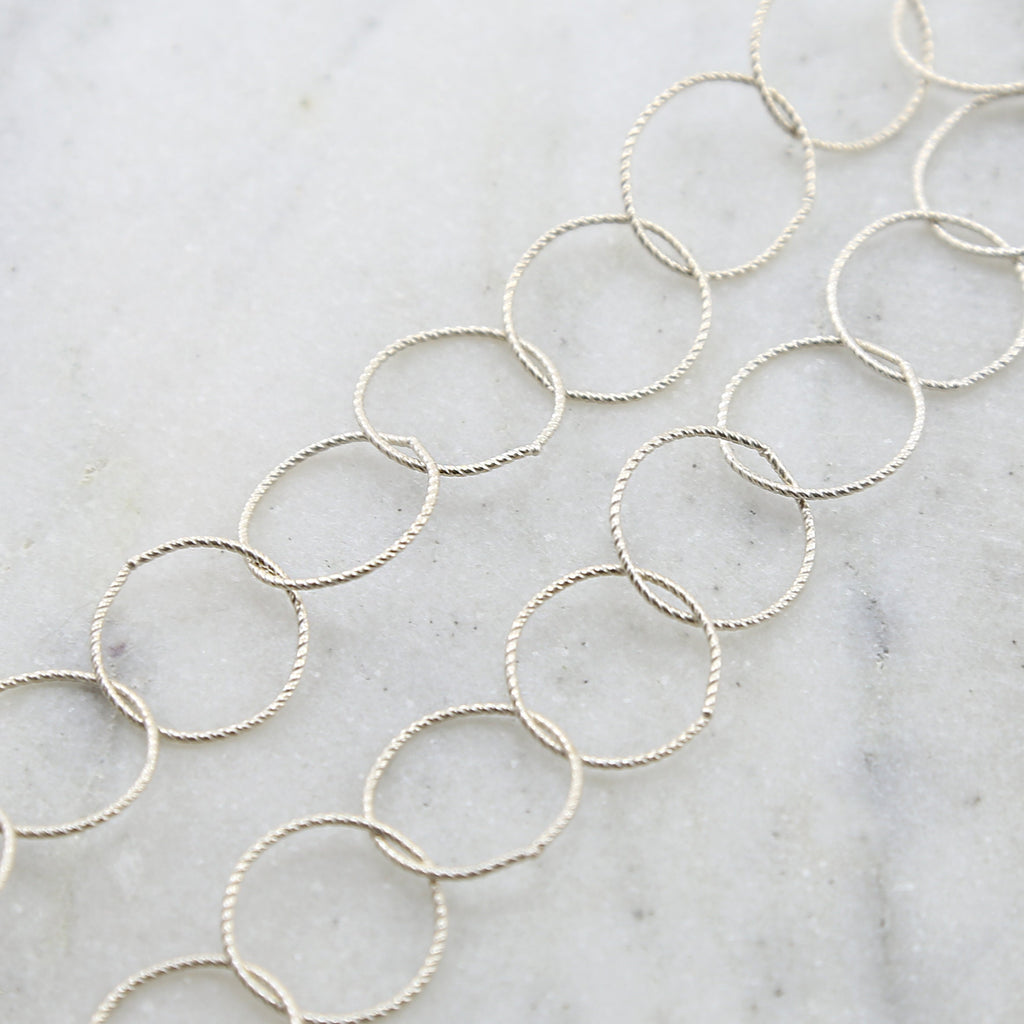Sterling Silver Twisted Large 17mm Ring Rope Circle Accent – Sold by the Foot