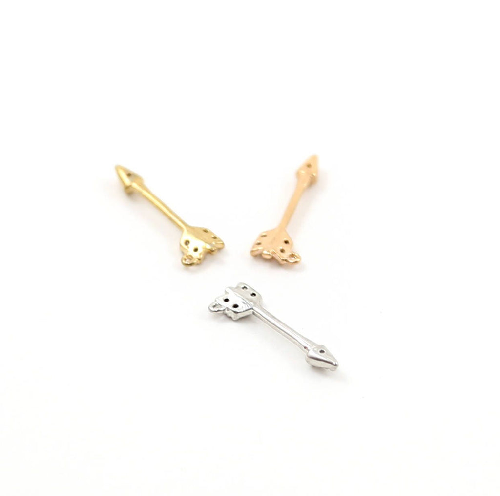Rhodium Plated Tiny Rhodium Pave CZ Cubic Zirconia Arrow Charm