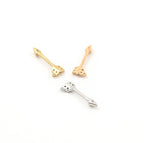 Rhodium Plated Tiny Rhodium Pave CZ Cubic Zirconia Arrow Charm