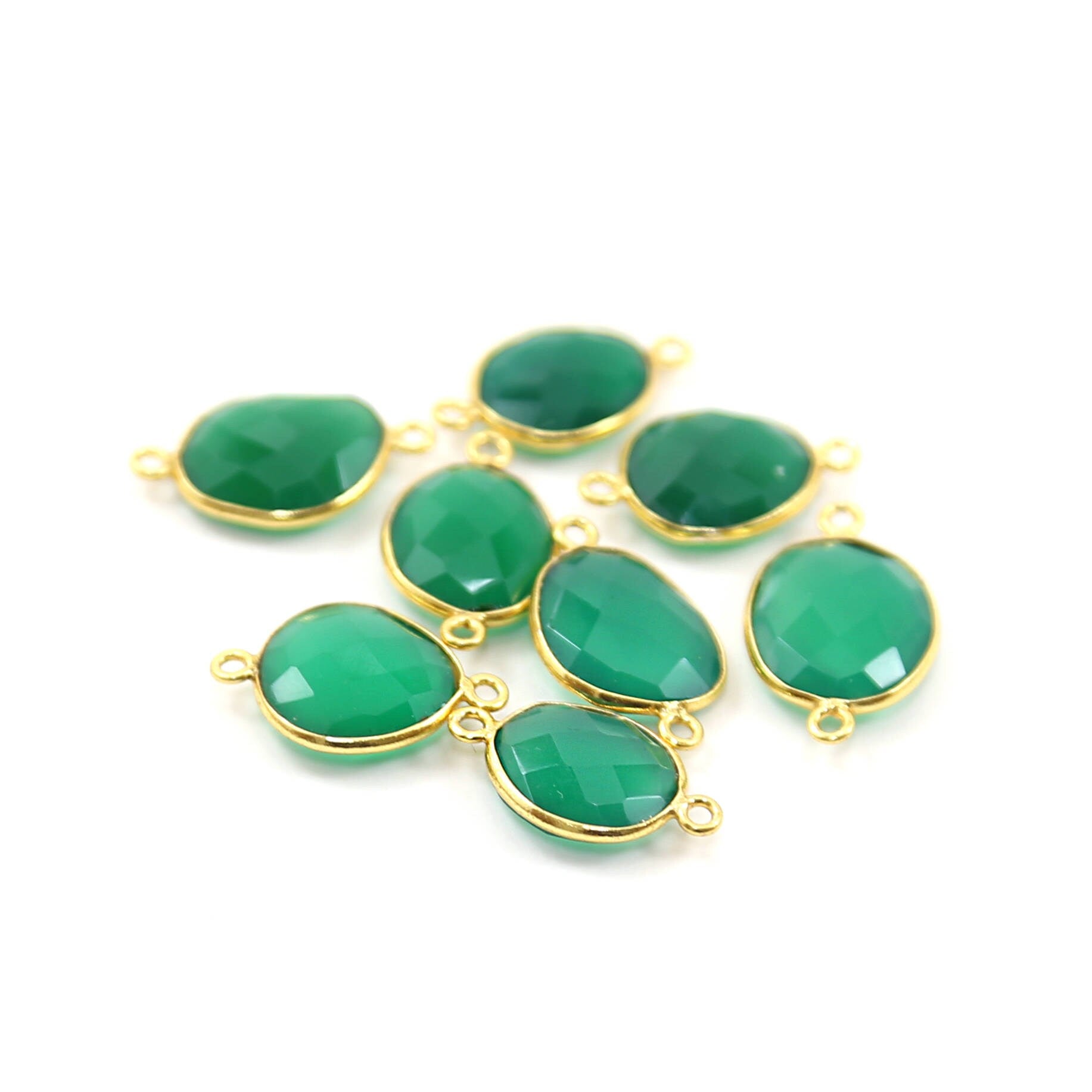 Sterling Silver or Gold Plated Green Onyx Natural Shaped Raw Nugget Faceted