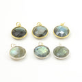 Sterling Silver or Vermeil Labradorite Faceted Gemstone Bezel Pendant in Over