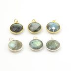 Sterling Silver or Vermeil Labradorite Faceted Gemstone Bezel Pendant in Over