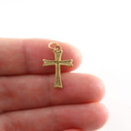 20mmx12mm 14K Gold Filled Textured Cross Charm Religious Spiritual Pendant
