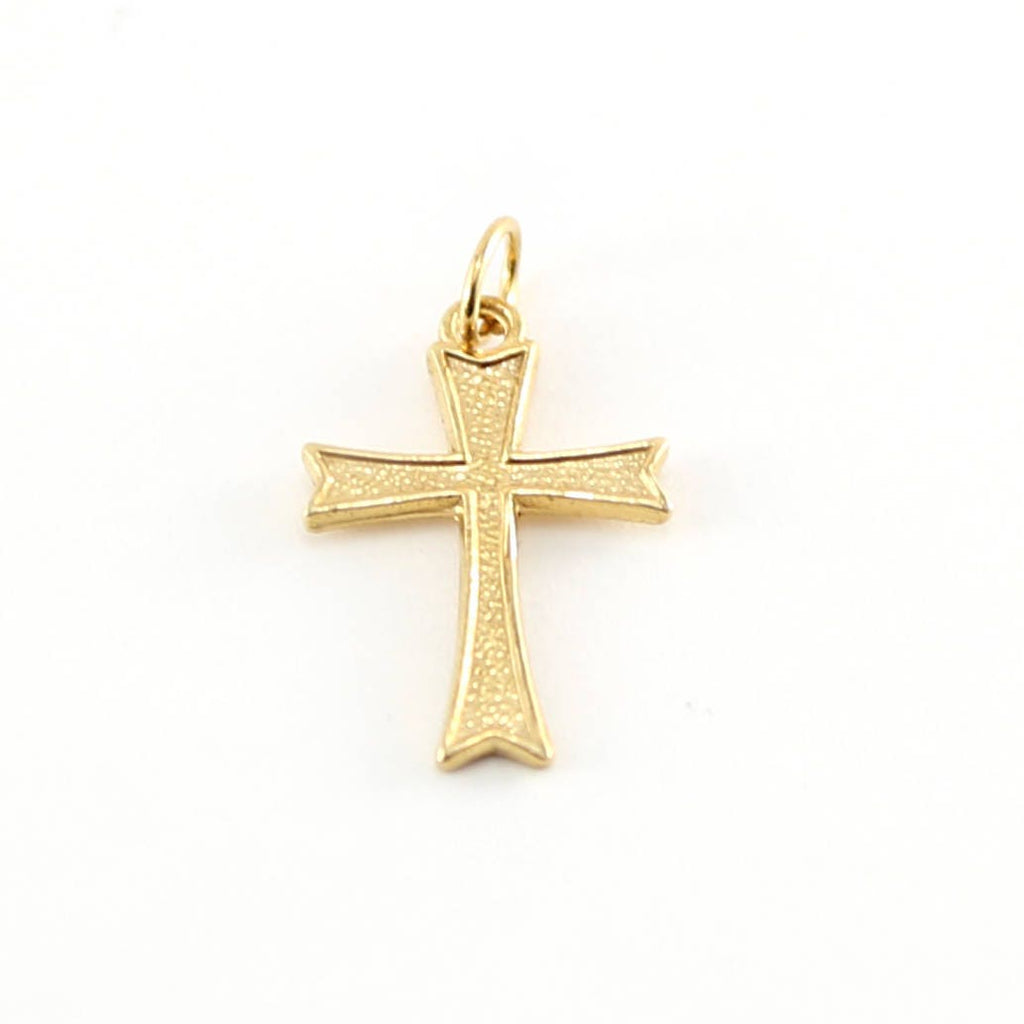 20mmx12mm 14K Gold Filled Textured Cross Charm Religious Spiritual Pendant