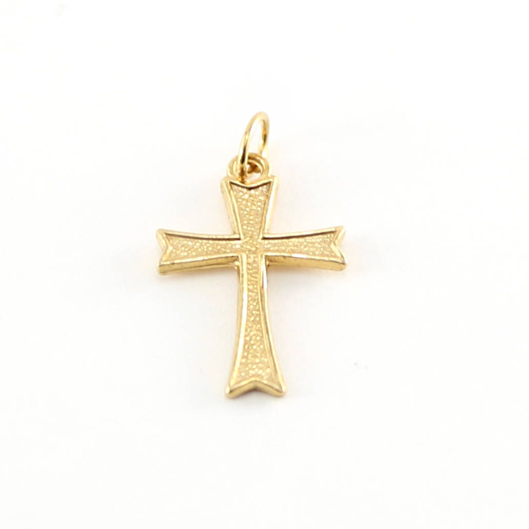 20mmx12mm 14K Gold Filled Textured Cross Charm Religious Spiritual Pendant