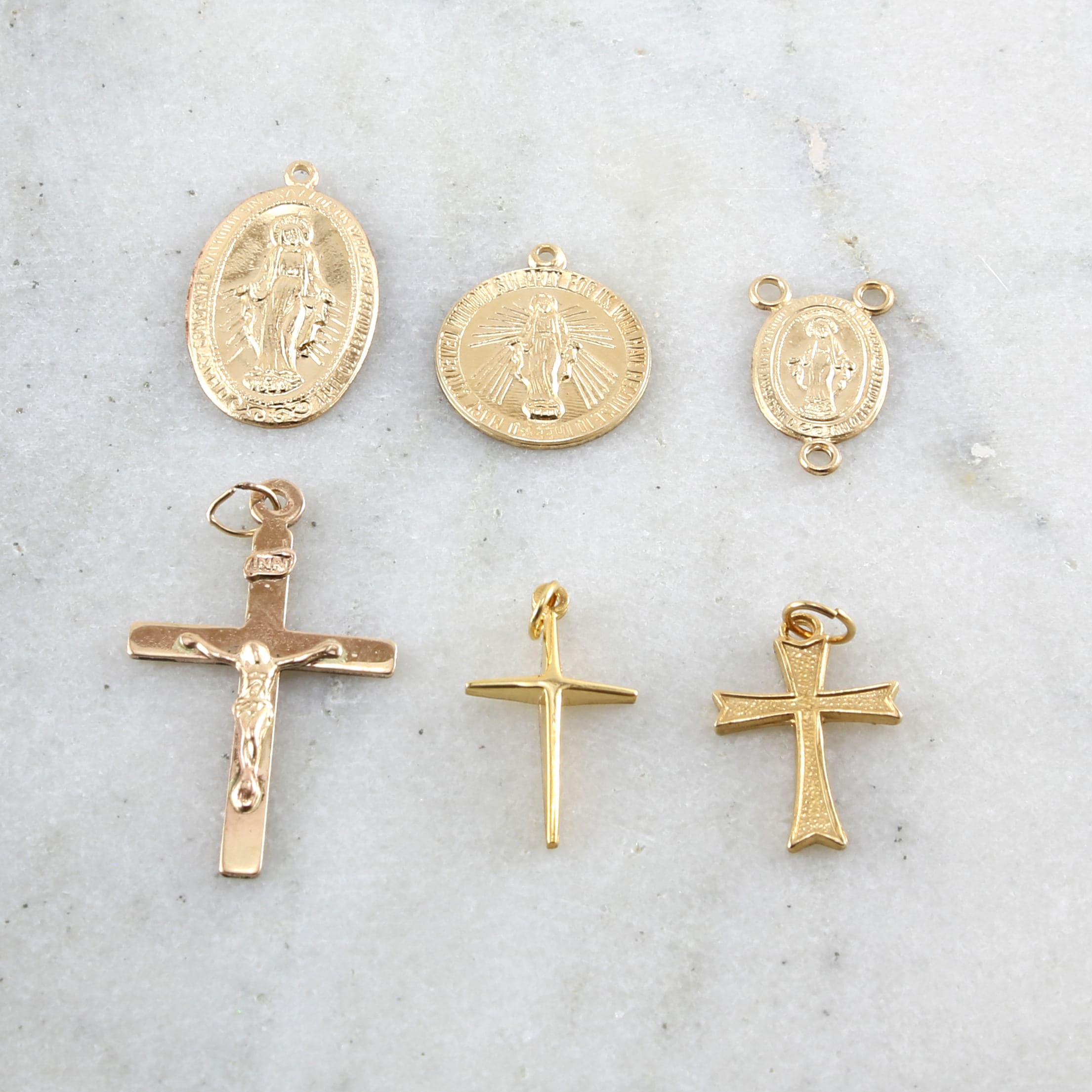 20mmx12mm 14K Gold Filled Textured Cross Charm Religious Spiritual Pendant