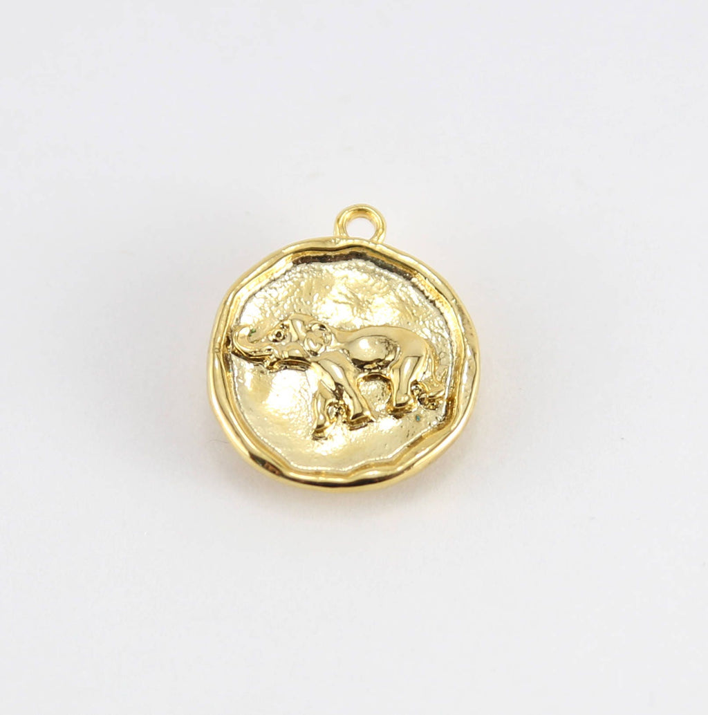 Sterling Silver or Vermeil Coin Elephant Pendant with Flat Backing