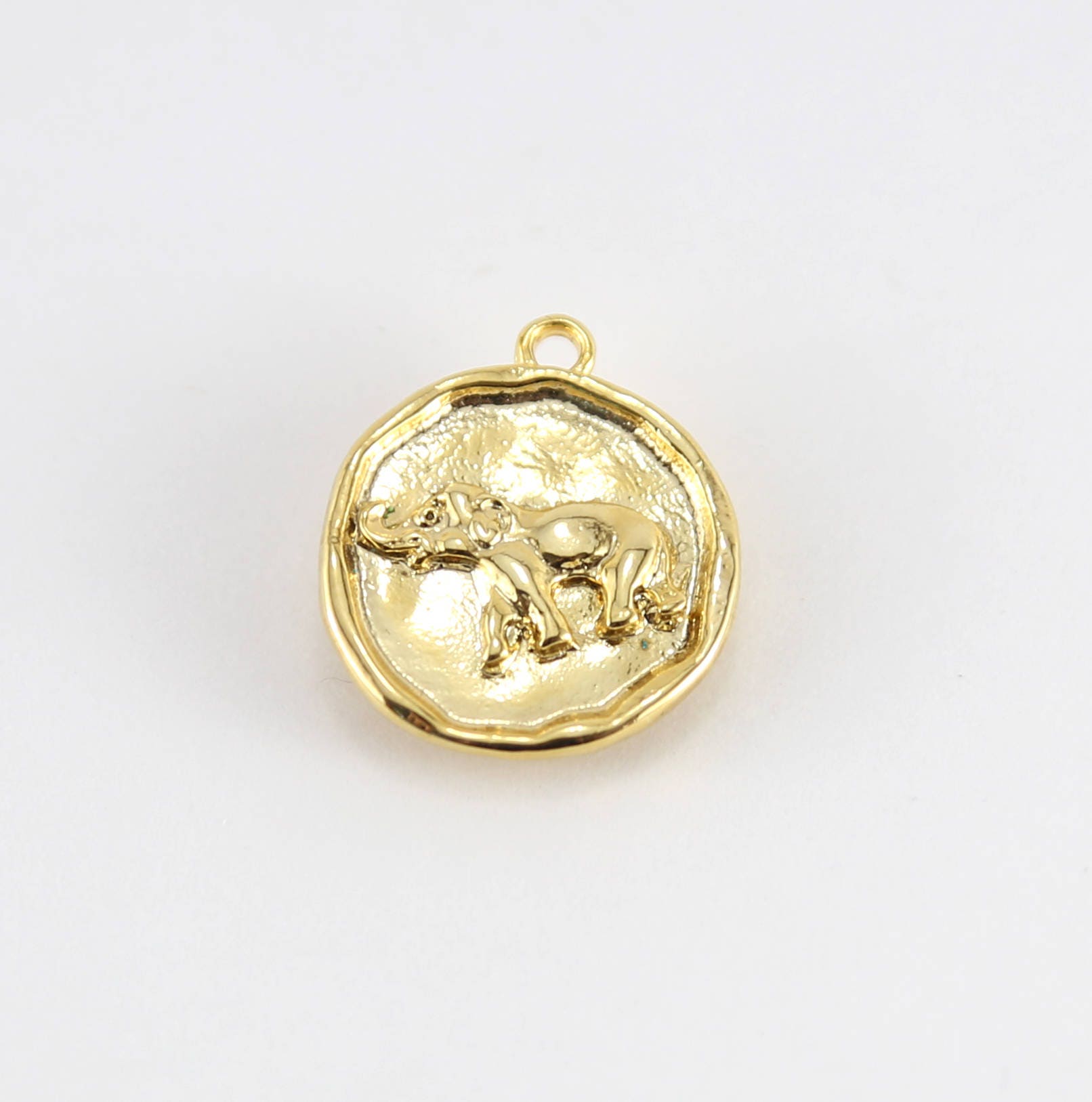 Sterling Silver or Vermeil Coin Elephant Pendant with Flat Backing