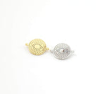 20mmx15mm Rhodium Plated CZ Large Cubic Zirconia Pave Blue Evil Eye Connector