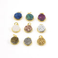 Sterling Silver or Vermeil Pretty Bezel Druzy Single Loop Pendant Charm 10mm