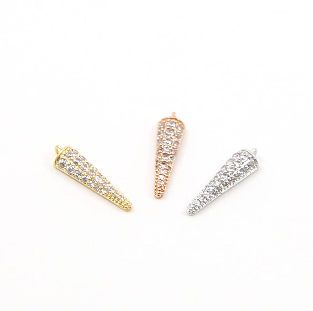16mmx4mm Rhodium Plated Rhodium Cubic Zirconia Spike Dagger Point Pendant