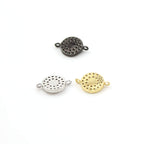Rhodium Plated Round Blue CZ Evil Eye Connector Charm Pendants