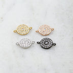 15mmx10mm Rhodium Plated Rhodium CZ Pave Round Disc Circle Horizontal