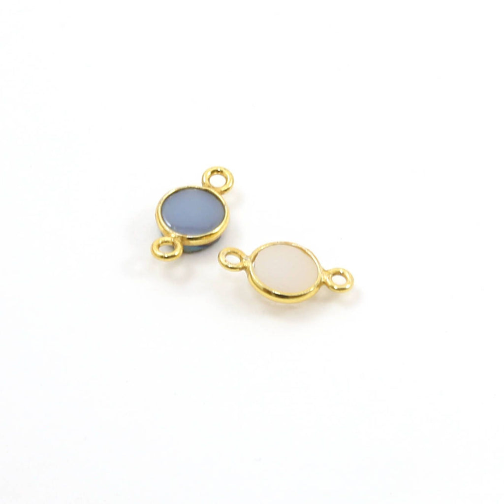 Sterling Silver or Vermeil Shimmering Druzy Connector Bezel 8mm Pendant Charm