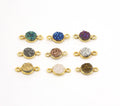 Sterling Silver or Vermeil Shimmering Druzy Connector Bezel 8mm Pendant Charm